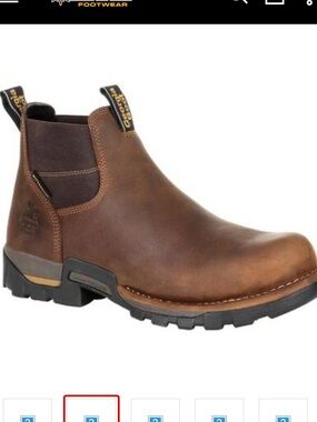 NWT Mens Georgia Boot Eagle One Steel Toe Waterproof Brown Leather Chelsea Boots